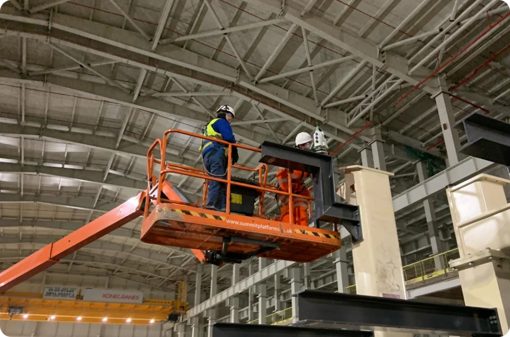 A surveying and setting out survey being conducted to create an accurate and reliable factory plan