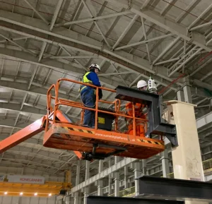 A surveying and setting out survey being conducted to create an accurate and reliable factory plan