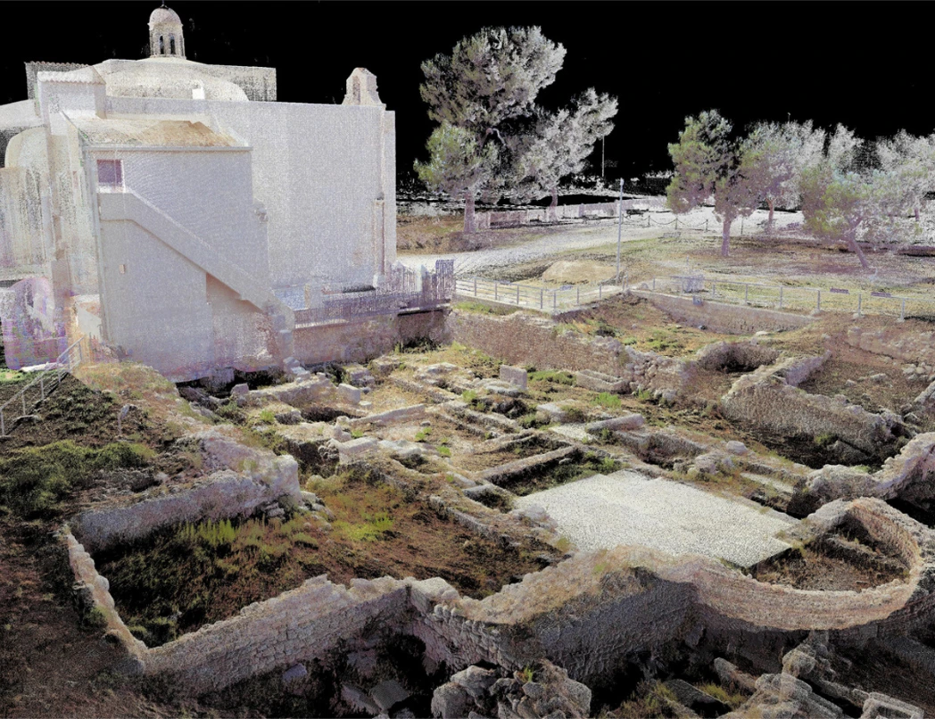 Coloured scan data displaying archaeological survey details