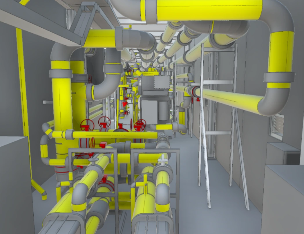 Detailed 3D Mep model of a plant room
