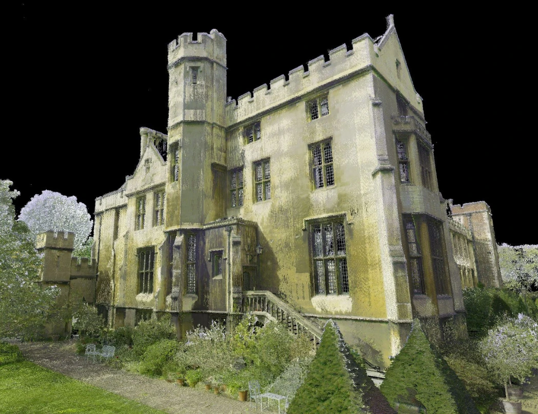 Coloured point cloud scan of a heritage building from a heritage survey