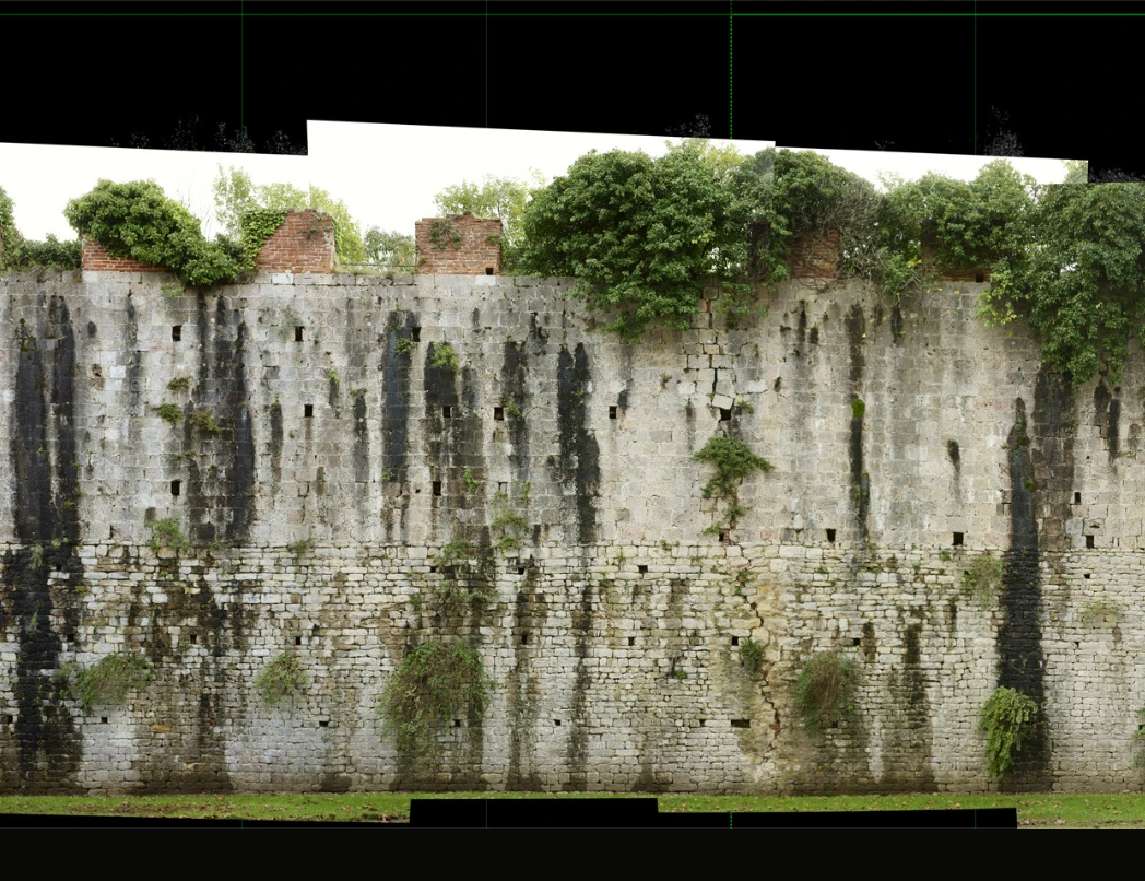 Orthophoto at scale 1:20, created from a collage of rectified high-resolution photos calibrated with scan data for accurate orthometric view