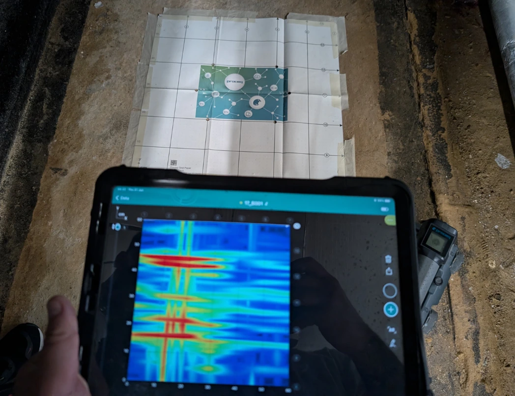 Concrete scanning with a grid setup for rebar detection
