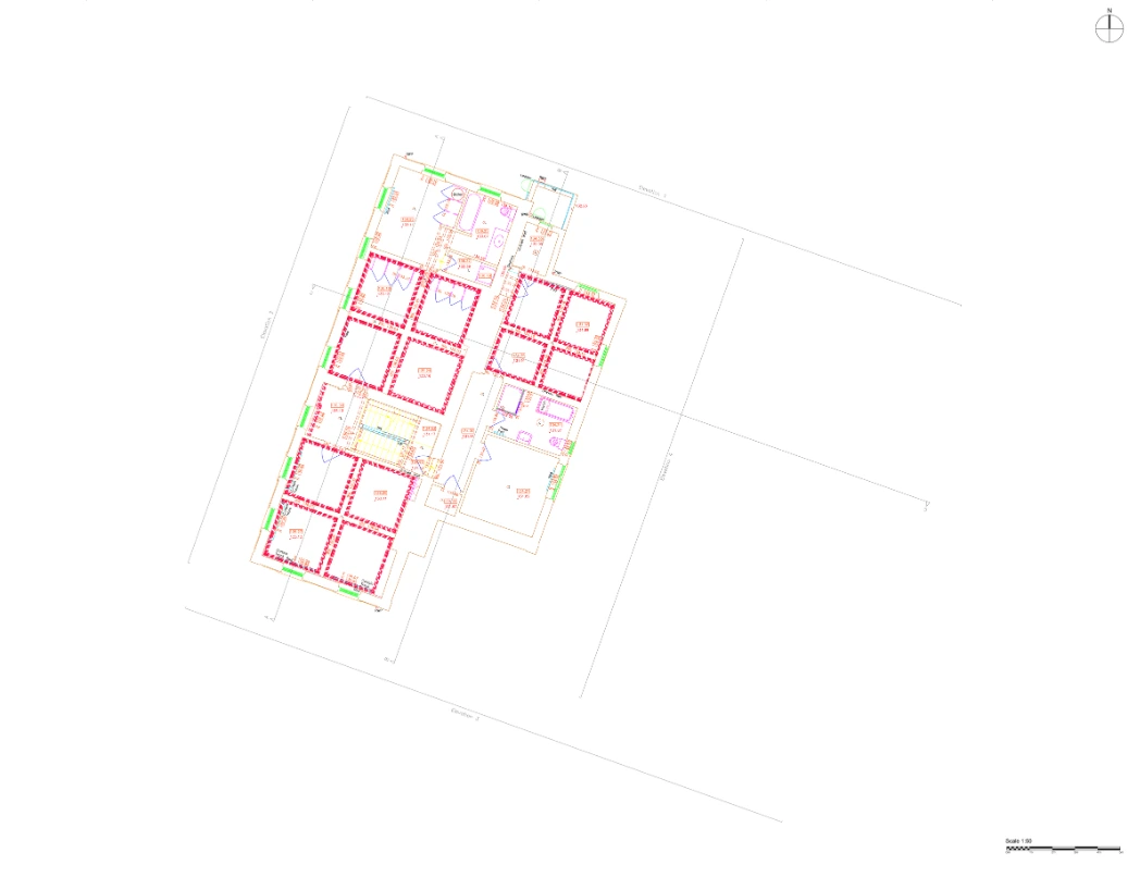 Architectural drawing showing the floor plan of a residential house