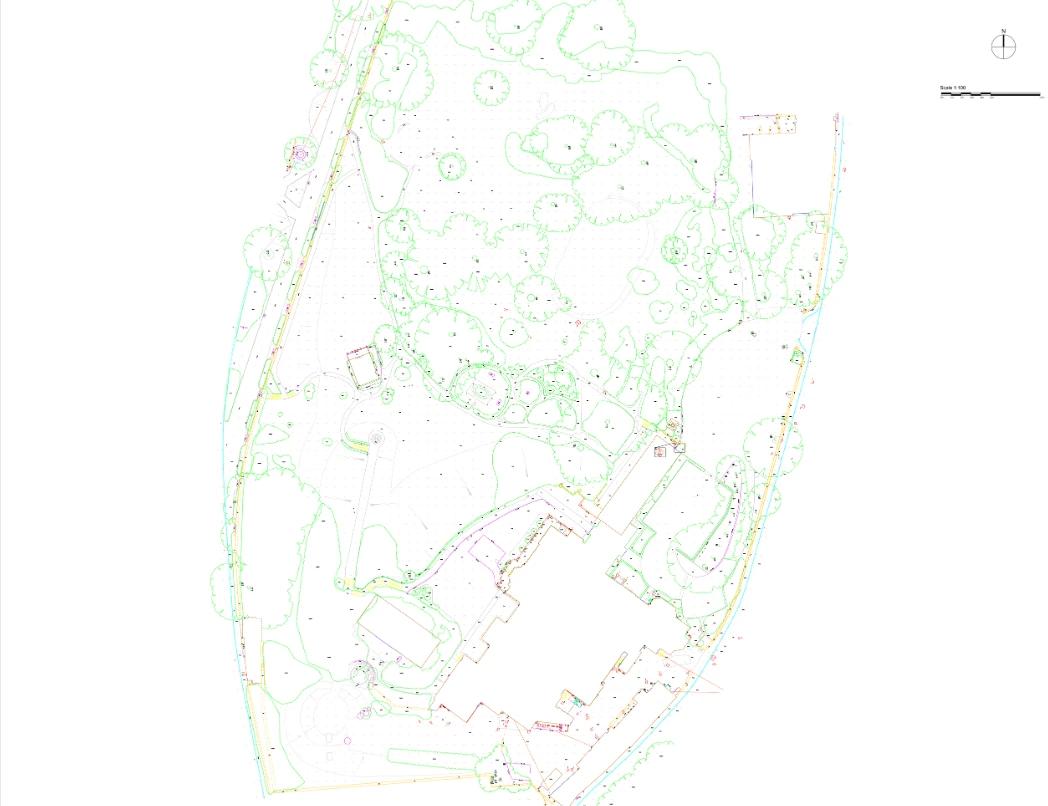 Topographical map showing elevation contours and features of a terrain